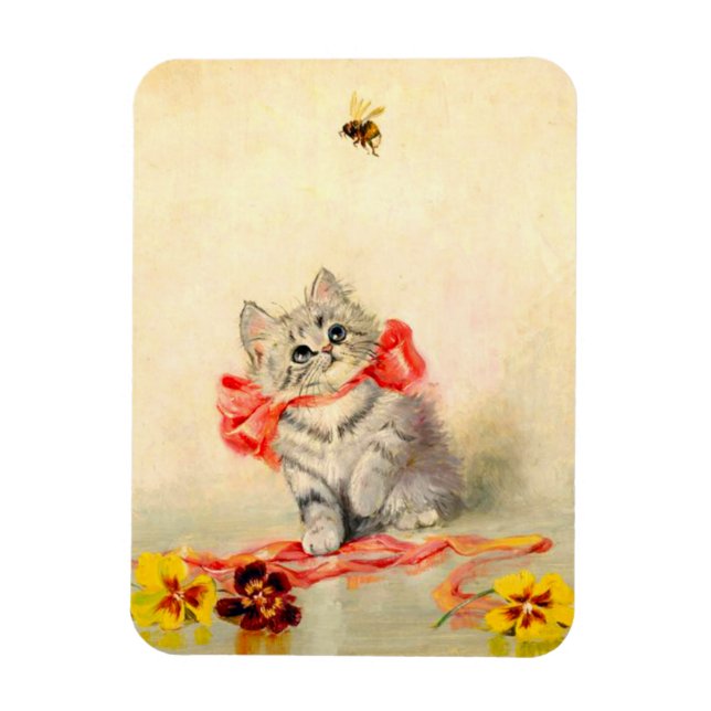 Kitten with a Red Ribbon Magnet (Vertical)