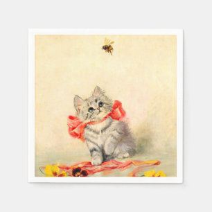 Kitten with a Red Ribbon Napkins