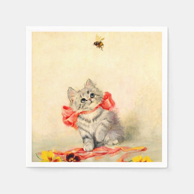 Kitten with a Red Ribbon Napkins (Front)