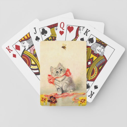 Kitten with a Red Ribbon Poker Cards