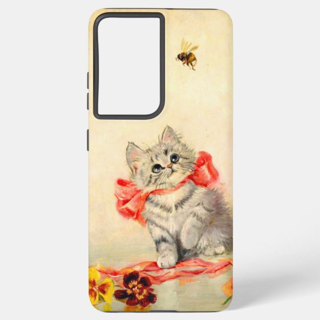 Kitten with a Red Ribbon Samsung Galaxy Case (Back)
