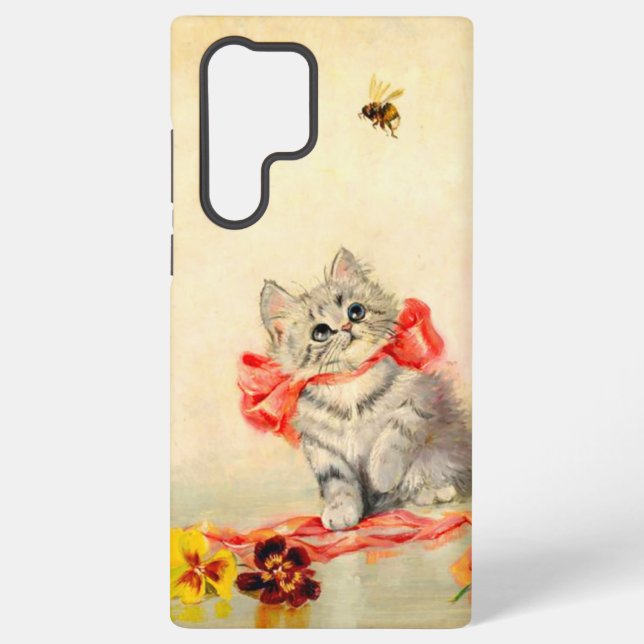 Kitten with a Red Ribbon Samsung Galaxy Case (Back)