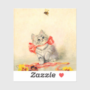 Kitten with a Red Ribbon Sticker