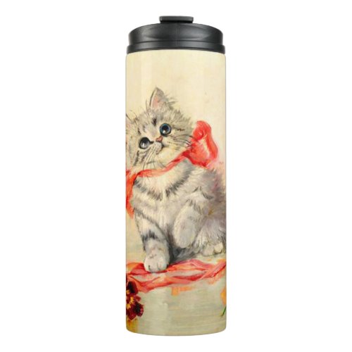 Kitten with a Red Ribbon Thermal Tumbler