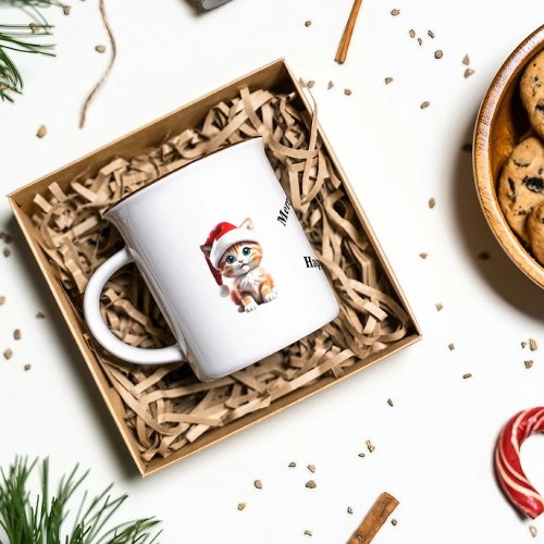 Kitten with Christmas Hat Mug