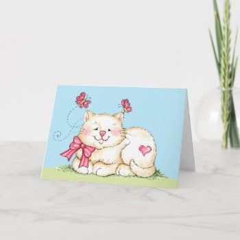 Kitten With Heart Holiday Card by marainey1 at Zazzle