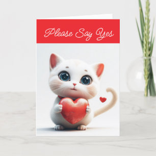 Kitten With Heart Valentine Holiday Card