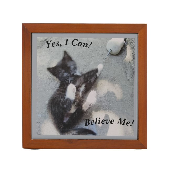 Kitten With Mouse Customisable Cat Photo Funny  Desk Organizer (Front)