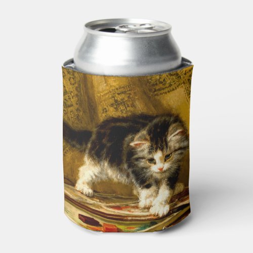 Kitten with Paint and Brushes Can Cooler