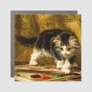 Kitten with Paint and Brushes Car Magnet
