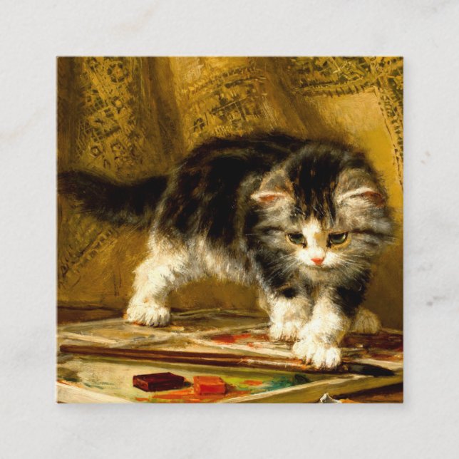 Kitten with Paint and Brushes Enclosure Card (Front)