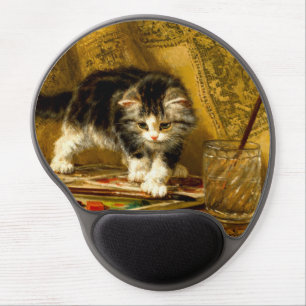 Kitten with Paint and Brushes Gel Mouse Pad