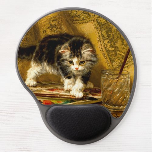 Kitten with Paint and Brushes Gel Mouse Pad