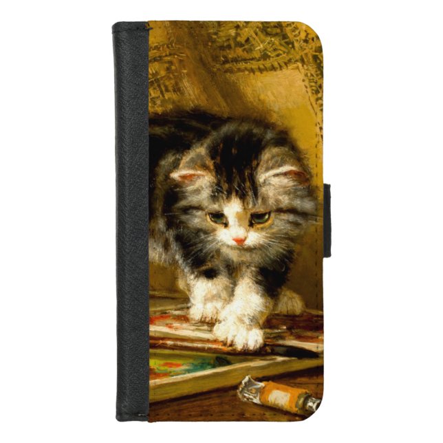 Kitten with Paint and Brushes iPhone Wallet Case (Front)