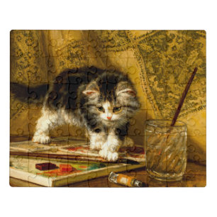 Kitten with Paint and Brushes Jigsaw Puzzle