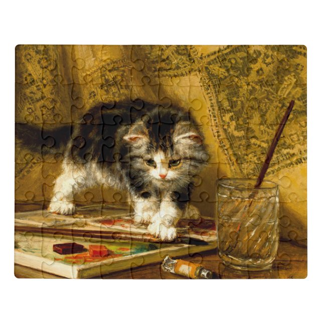 Kitten with Paint and Brushes Jigsaw Puzzle (Puzzle Horizontal)