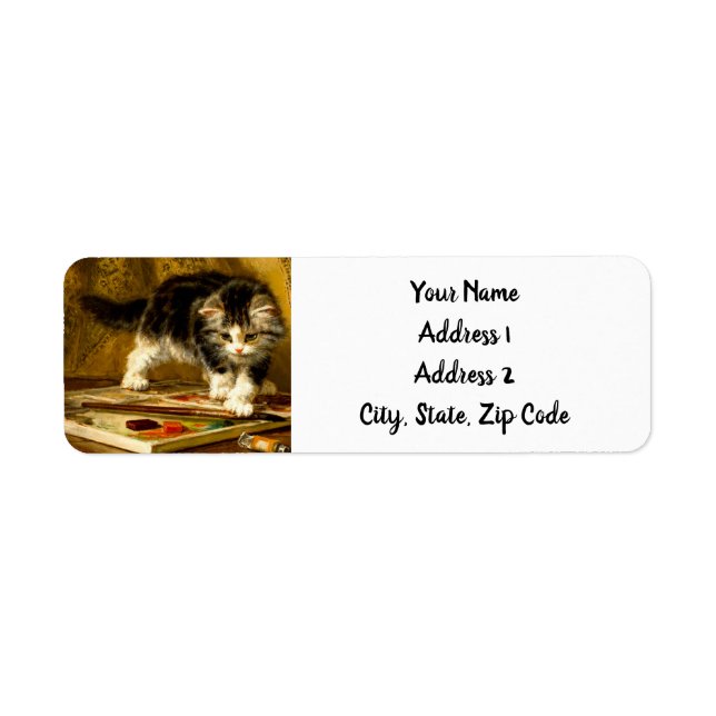 Kitten with Paint and Brushes Label (Front)
