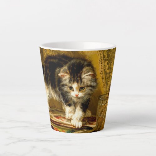 Kitten with Paint and Brushes Latte Mug