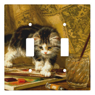Kitten with Paint and Brushes Light Switch Cover