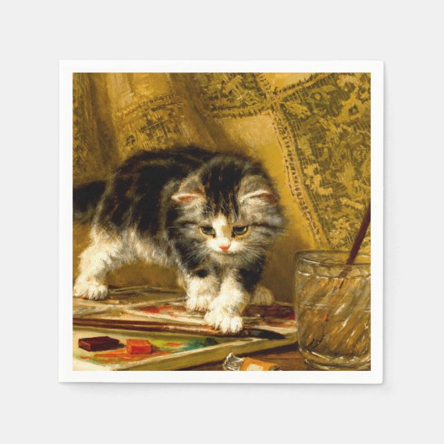Kitten with Paint and Brushes Napkins (Front)