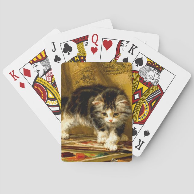 Kitten with Paint and Brushes Poker Cards (Back)