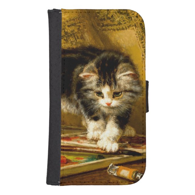 Kitten with Paint and Brushes Samsung Galaxy Wallet Case (Front)