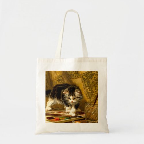 Kitten with Paint and Brushes Tote Bag