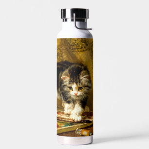 Kitten with Paint and Brushes Water Bottle