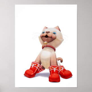 Kitten with Red Boots Nursery Print