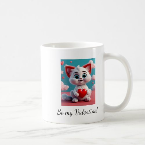 Kitten with red heart Valentine Coffee Mug