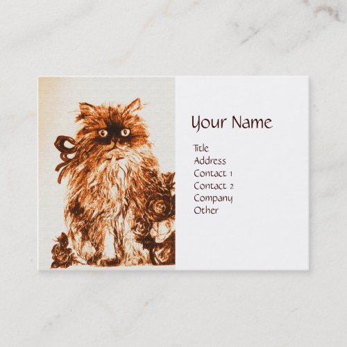 KITTEN WITH ROSES Brown and White Business Card