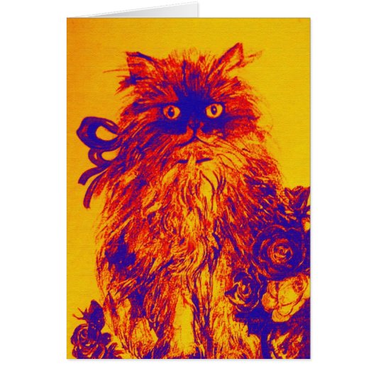 KITTEN WITH ROSES ,Orange Yellow.Blue Purple Cards (Front)