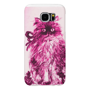 KITTEN WITH ROSES ,Pink Fuchsia White Samsung Galaxy S6 Case