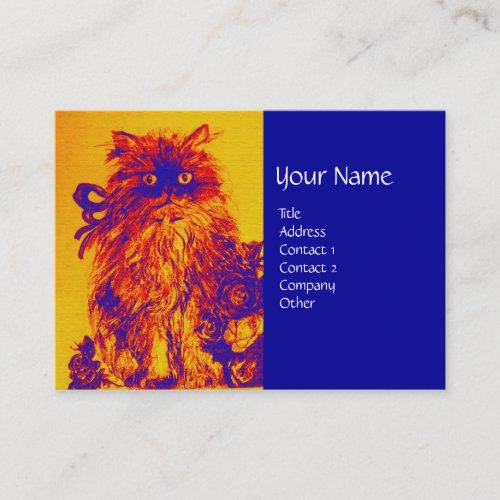KITTEN WITH ROSES Yellow Orange Blue Business Card