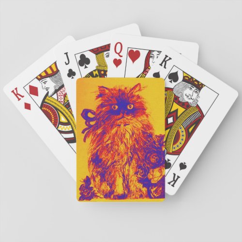 KITTEN WITH ROSES Yellow Orange Blue Playing Cards