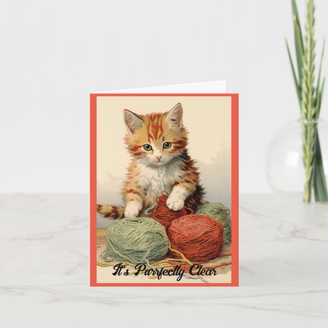 Kitten With Yarn Birthday Greeting Card (Front)