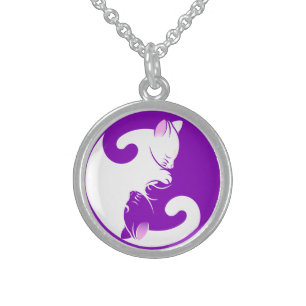 kitten yin yang sterling silver necklace