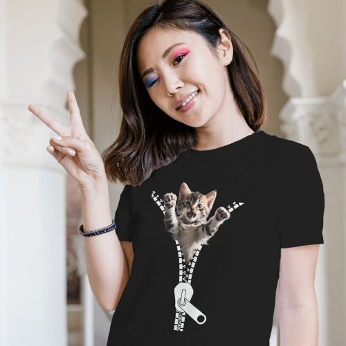 Kitten Zipper T_shirt