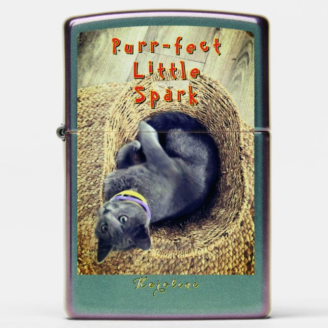 Kitten Zippo Lighter w/ initials or Name (Front)