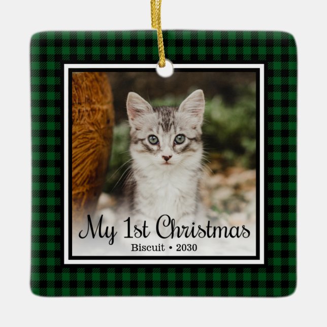 Kitten's 1st Christmas Ceramic Ornament (Front)
