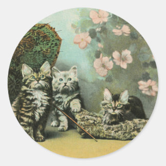 Kittens and Blossoms Classic Round Sticker