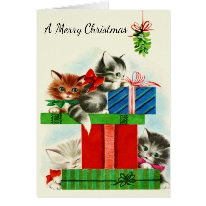 Kittens and Cats Playful on Holiday Presents Card