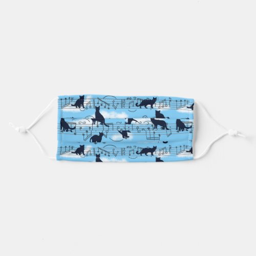 kittens and musical notes adult cloth face mask