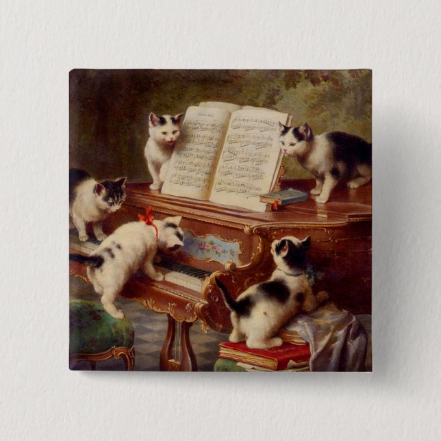 Kittens and Piano Button (Front)