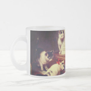 Kittens and Piano Frosted Glass Coffee Mug