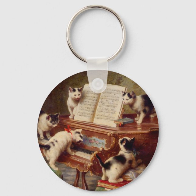 Kittens and Piano Keychain (Front)