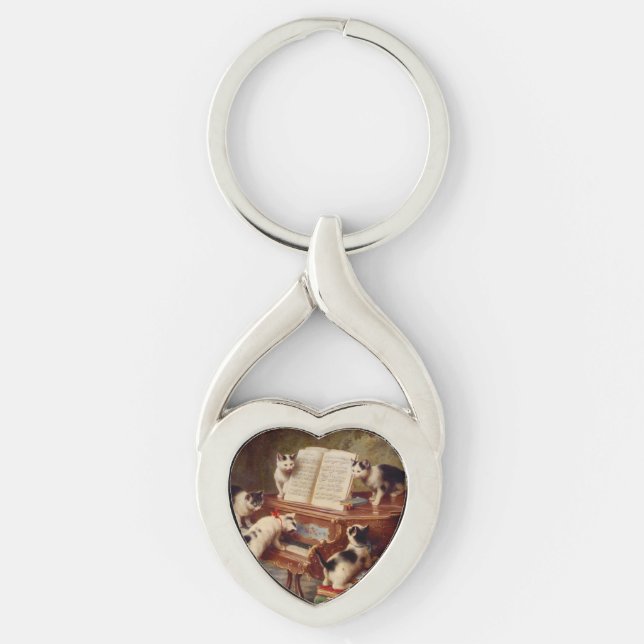 Kittens and Piano Keychain (Front)