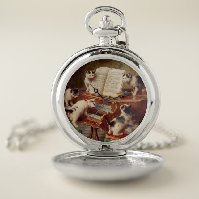 Kittens and Piano Pocket Watch (Inside)