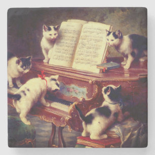 Kittens and Piano Stone Coaster