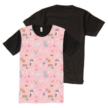 Kittens and Puppies - Pastel Pink All-Over-Print T-Shirt